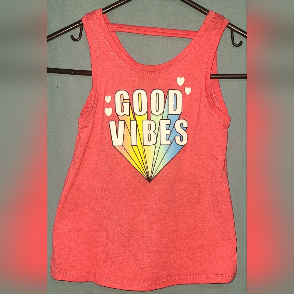 EUC - Girl's Size XS (4-5) Wonder Nation Coral Graphic Tank Top